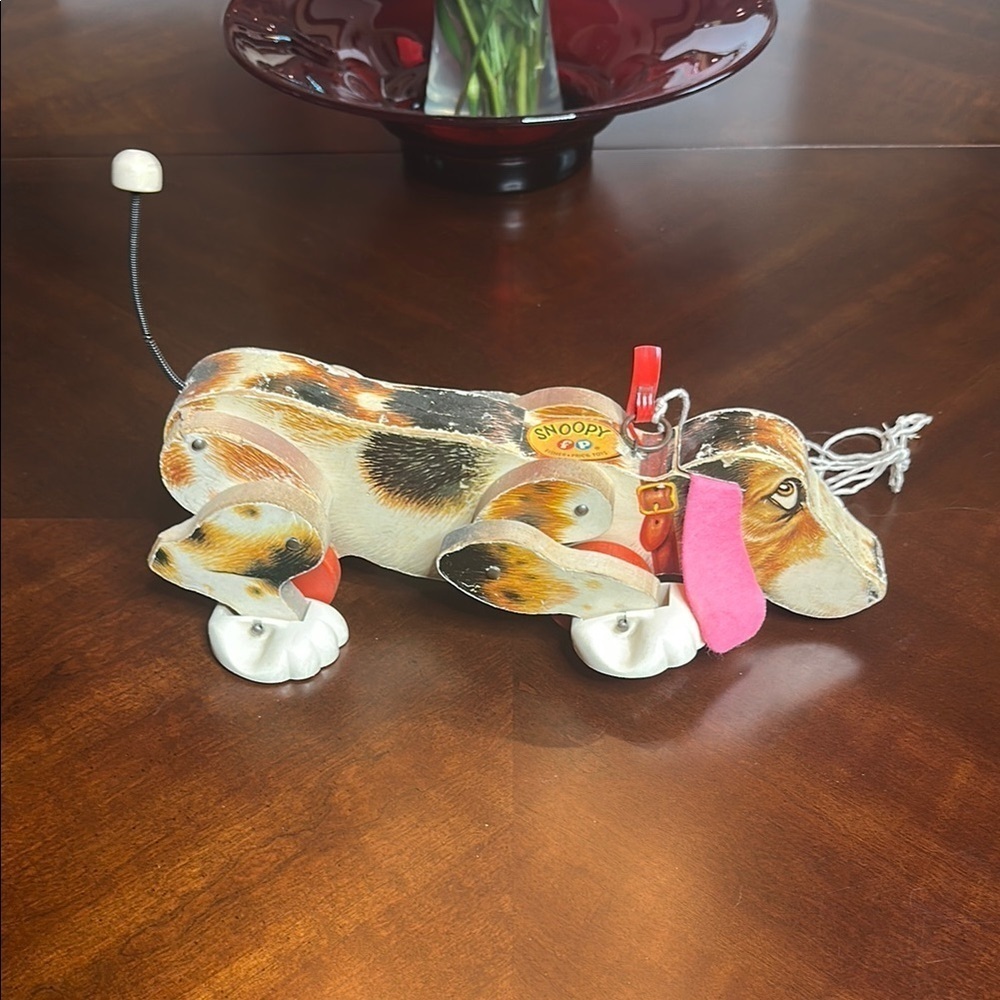 Fisher-Price Snoopy Dog Pull Toy with Red and Black Accents